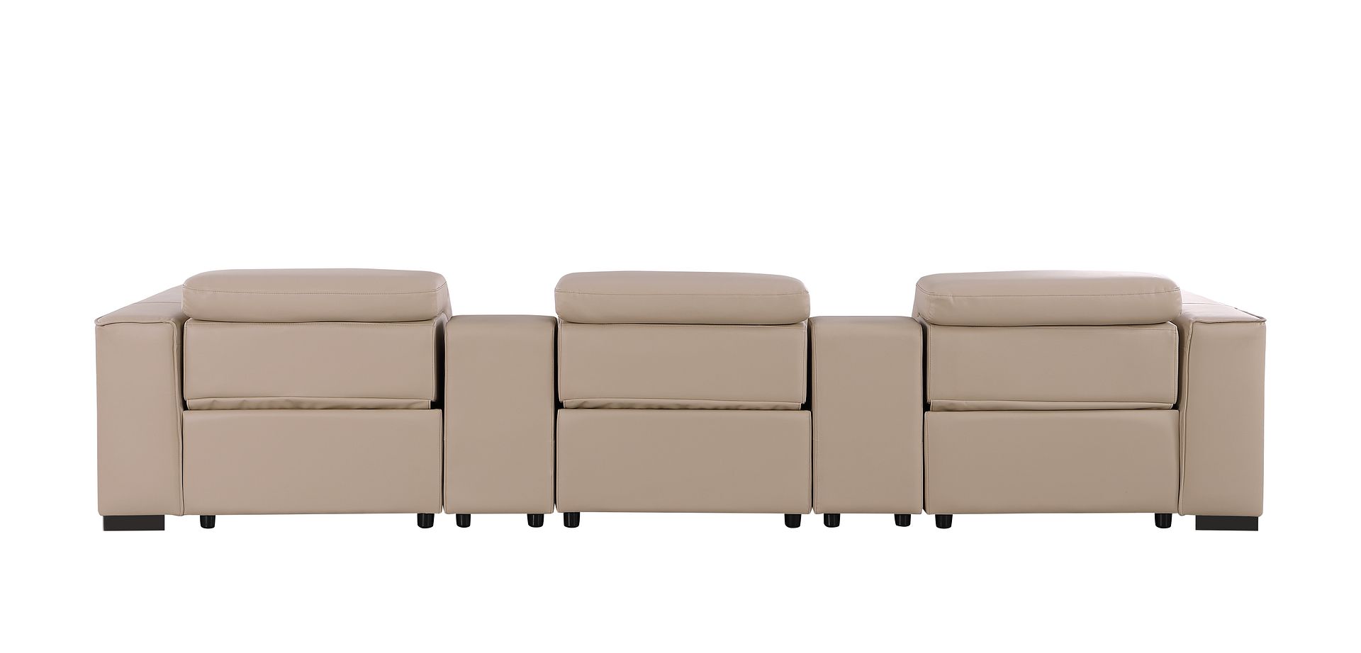1208 Leather Sofa with 3 Power Recliners and Two Storage Consoles