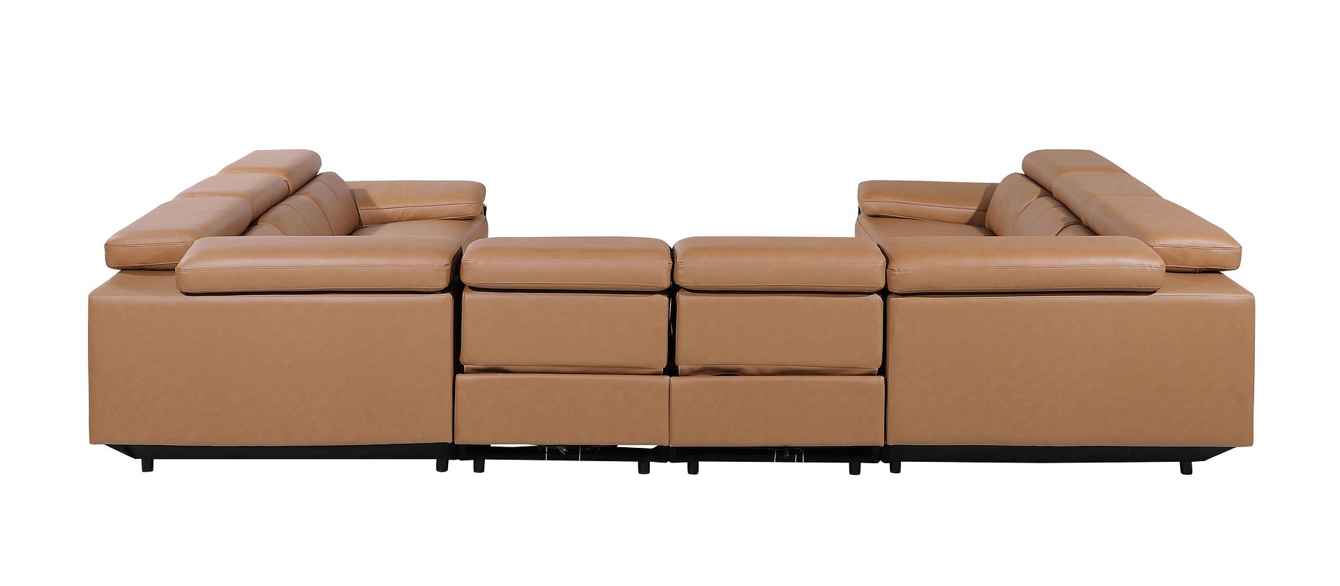 1246 Divanitalia 8-Piece U-Shaped Modular Power Reclining Sectional Sofa with 4 Power Recliners and Power Headrests - Top Grain Italian Leather