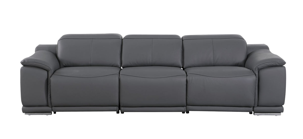 9762 Divanitalia 6-Piece Modular Power Reclining Sofa, Loveseat and Chair Set with 6 Power Recliners in Top Grain Italian Leather - Dark Grey - SKU 9762-DK-GREY-6.6-HT-3PC - view 5