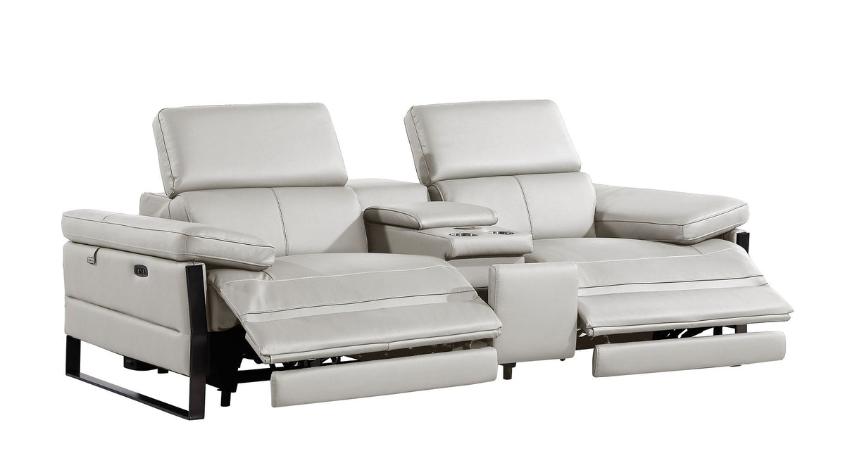 1246 Divanitalia Modular Power Dual Reclining Sofa, Loveseat, and Chair Set with Power Headrests - Top Grain Italian Leather - Light Grey - SKU 1246-LT-GREY-6.5-HT-3PC - view 8