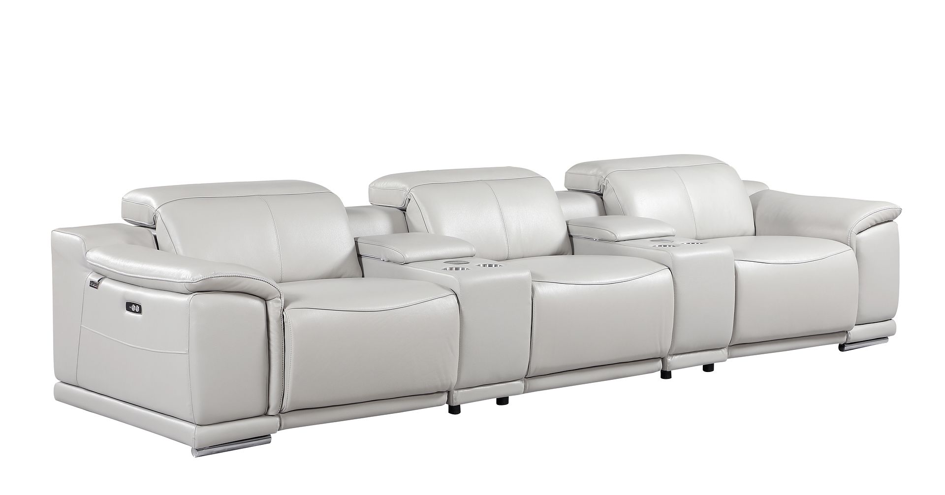9762 Divanitalia 5-Piece Modular Power Reclining Sofa and Loveseat Set with 3 Power Recliners in Top Grain Italian Leather