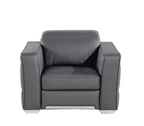 1120 Divanitalia Chair with Adjustable Headrest in Top-grain Italian Leather - Dark Grey - SKU 1120-DK-GREY-CH