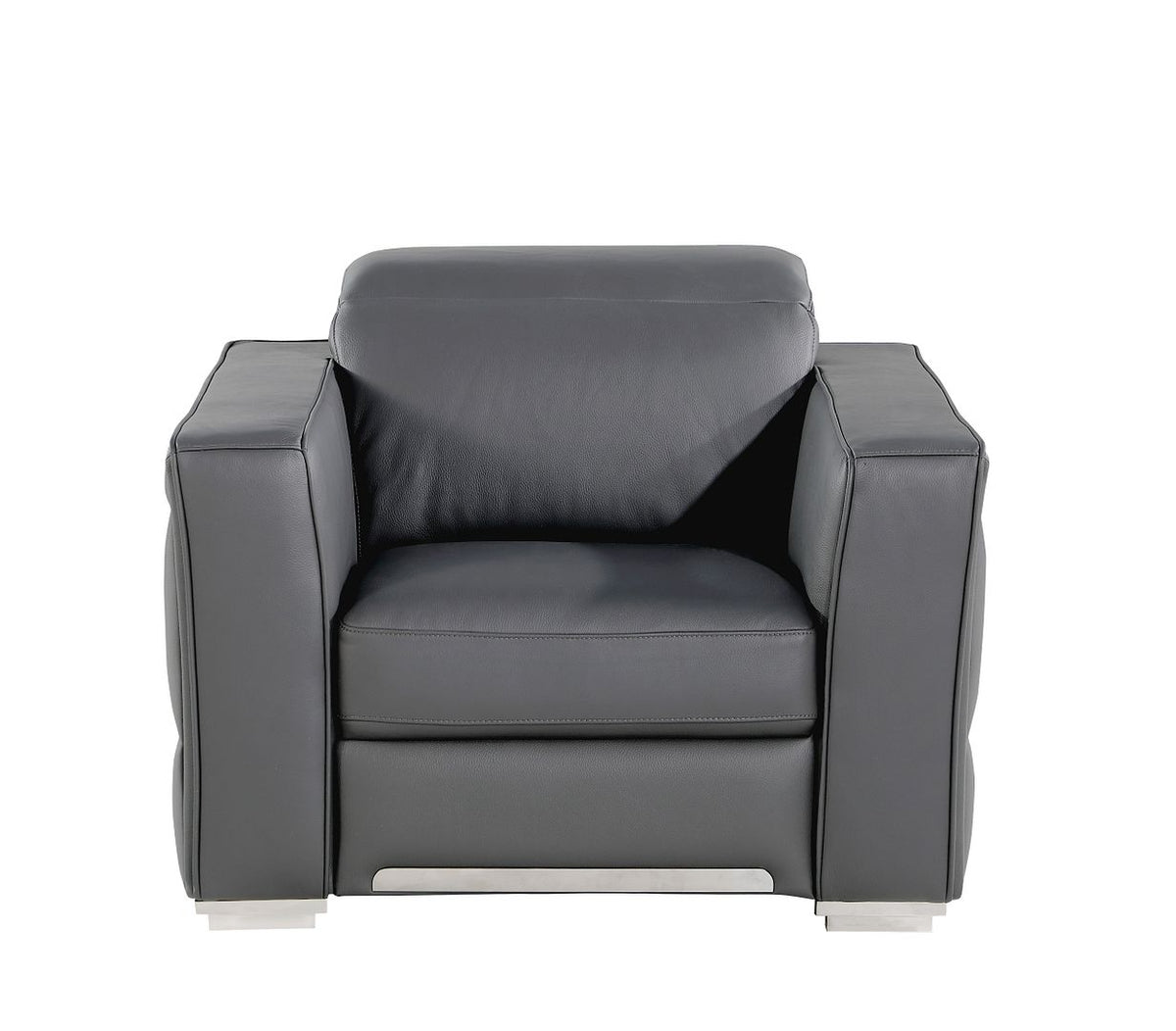 1120 Divanitalia Chair with Adjustable Headrest in Top-grain Italian Leather - Dark Grey - SKU 1120-DK-GREY-CH
