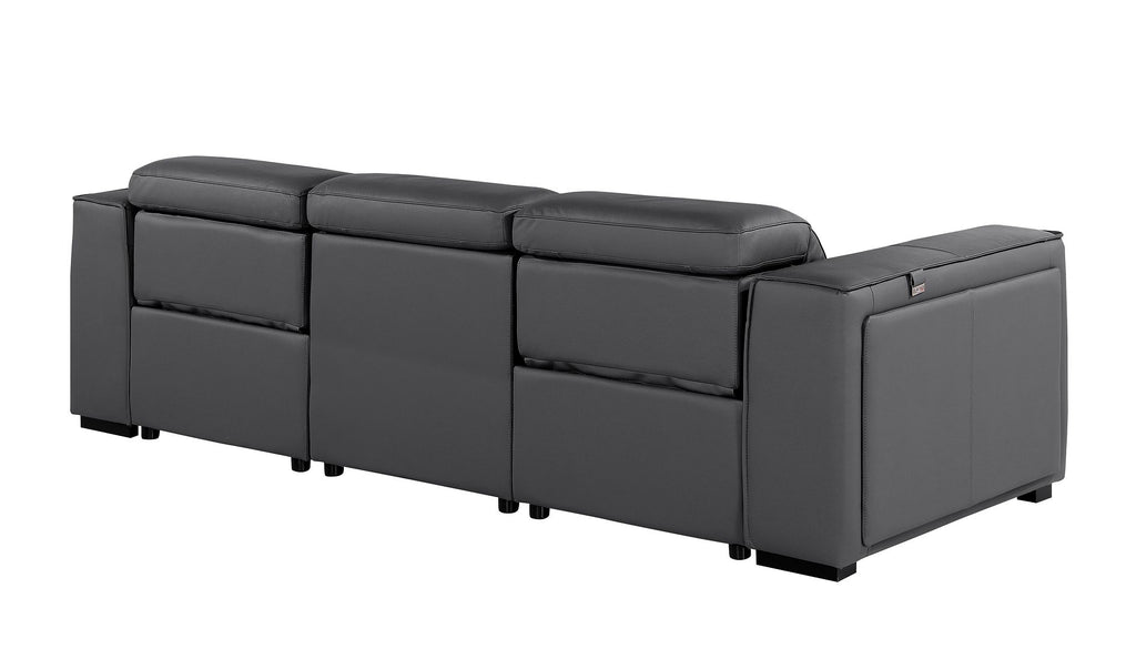 1224 Divanitalia 3-Piece Modular Power Reclining Sofa in Top Grain Italian Leather with 2 Power Recliners & Power Headrests