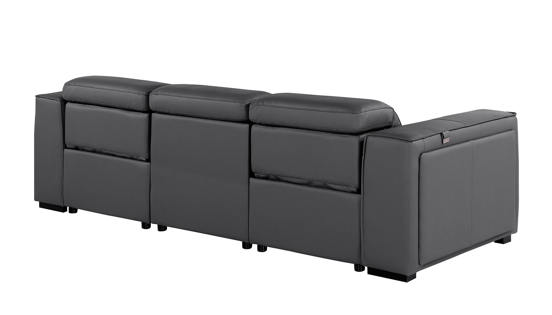1224 Divanitalia 3-Piece Modular Power Reclining Sofa in Top Grain Italian Leather with 2 Power Recliners & Power Headrests