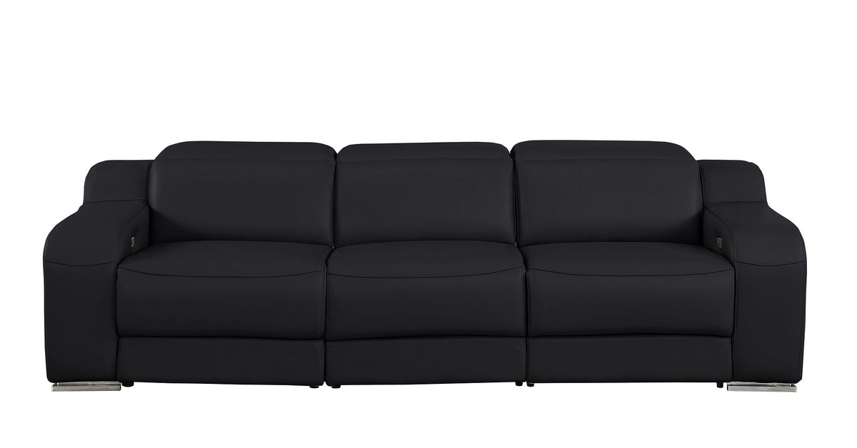 1116 Divanitalia 3-Piece Modular Power Reclining Sofa in Top Grain Italian Leather with 3 Power Recliners & Power Headrests - Black - SKU 1116-BLACK-3.3-HT - view 3