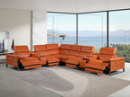 1246 Divanitalia 8-Piece L-Shaped Modular Power Reclining Sectional Sofa with 4 Power Recliners and Power Headrests - Top Grain Italian Leather
