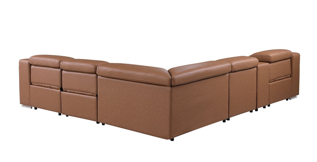 1116 Divanitalia 6-Piece L-Shaped Sectional Sofa in Top Grain Italian Leather with 3 Power Recliners & Power Headrests - Cognac - SKU 1116-COGNAC-6PC-3PWR-SECTIONAL- GROUP - view 8