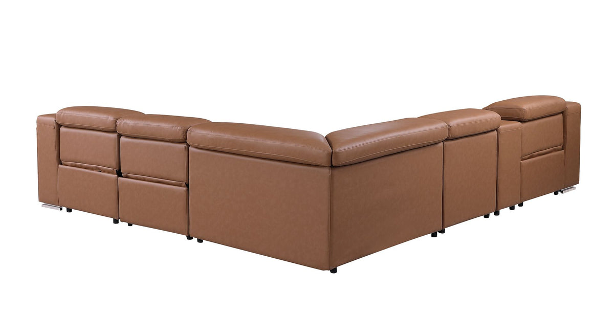 1116 Divanitalia 6-Piece L-Shaped Sectional Sofa in Top Grain Italian Leather with 3 Power Recliners & Power Headrests - Cognac - SKU 1116-COGNAC-6PC-3PWR-SECTIONAL- GROUP - view 8