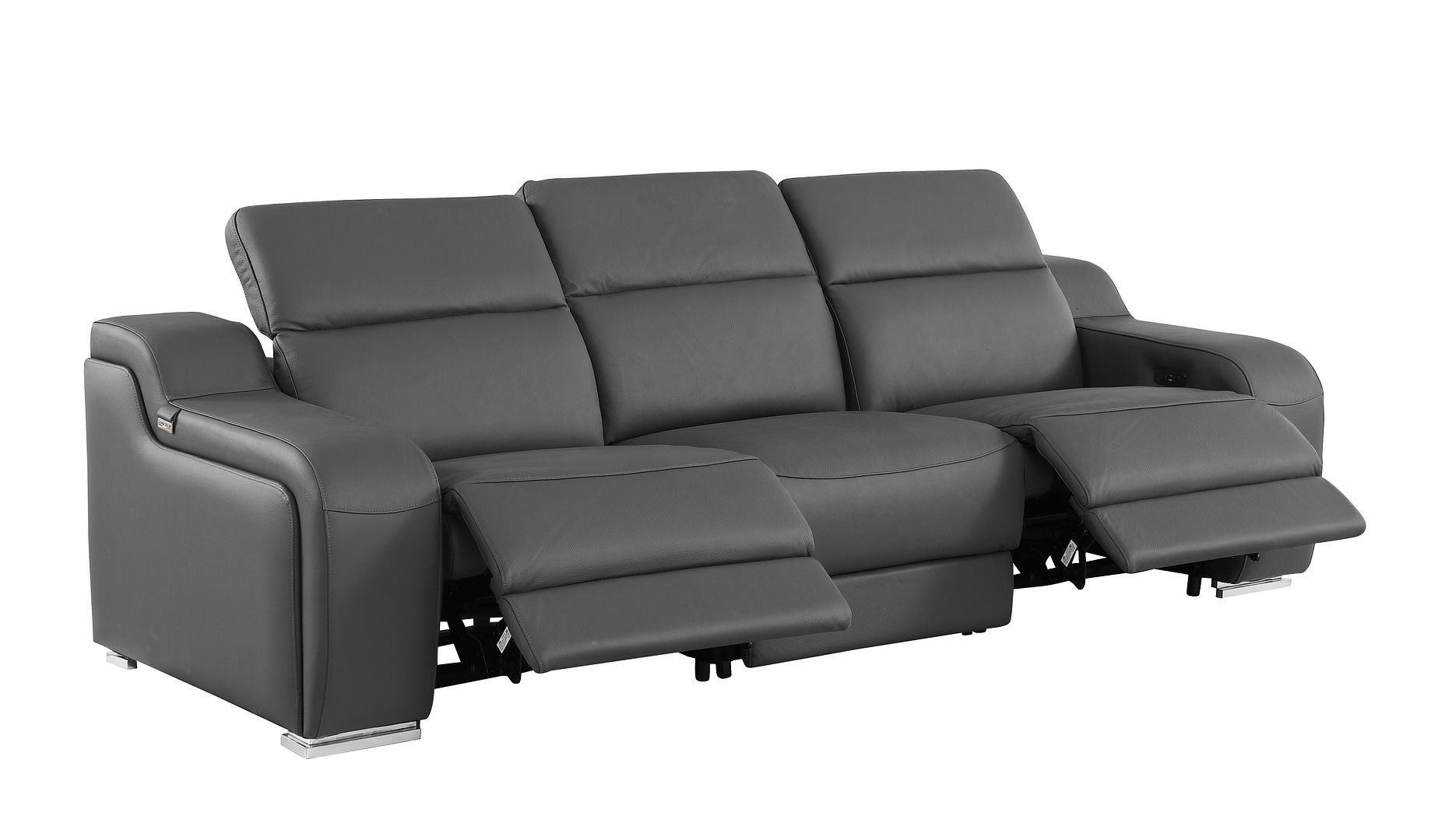 1116 Divanitalia 3-Piece Modular Power Reclining Sofa in Top Grain Italian Leather with 2 Power Recliners & Power Headrests