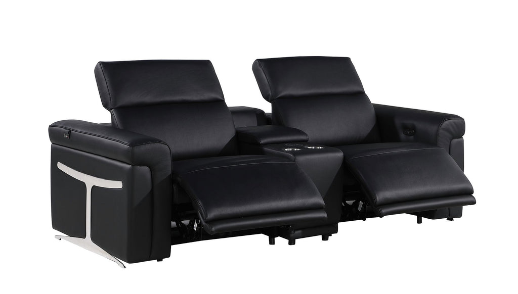 1126 Divanitalia 3-Piece Modular Power Reclining Loveseat in Top Grain Italian Leather with 2 Power Recliners & Power Headrests