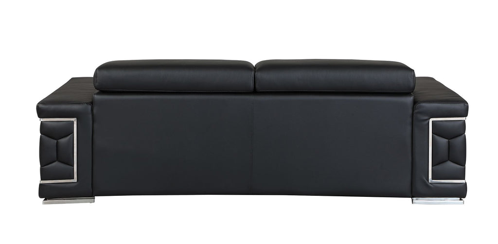 692 Divanitalia 2-Piece Sofa Set with Adjustable Headrest in Top-grain Italian Leather - Black - SKU 692- BLACK 2PC (S/L) - GROUP - view 6