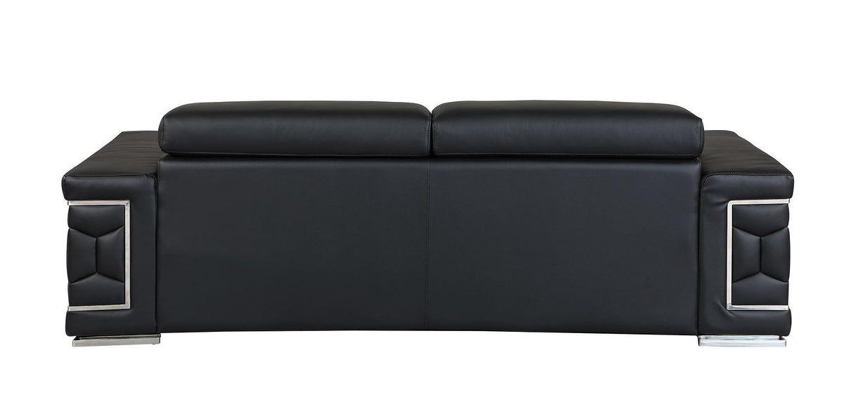 692 Divanitalia 2-Piece Sofa Set with Adjustable Headrest in Top-grain Italian Leather - Black - SKU 692- BLACK 2PC (S/L) - GROUP - view 6