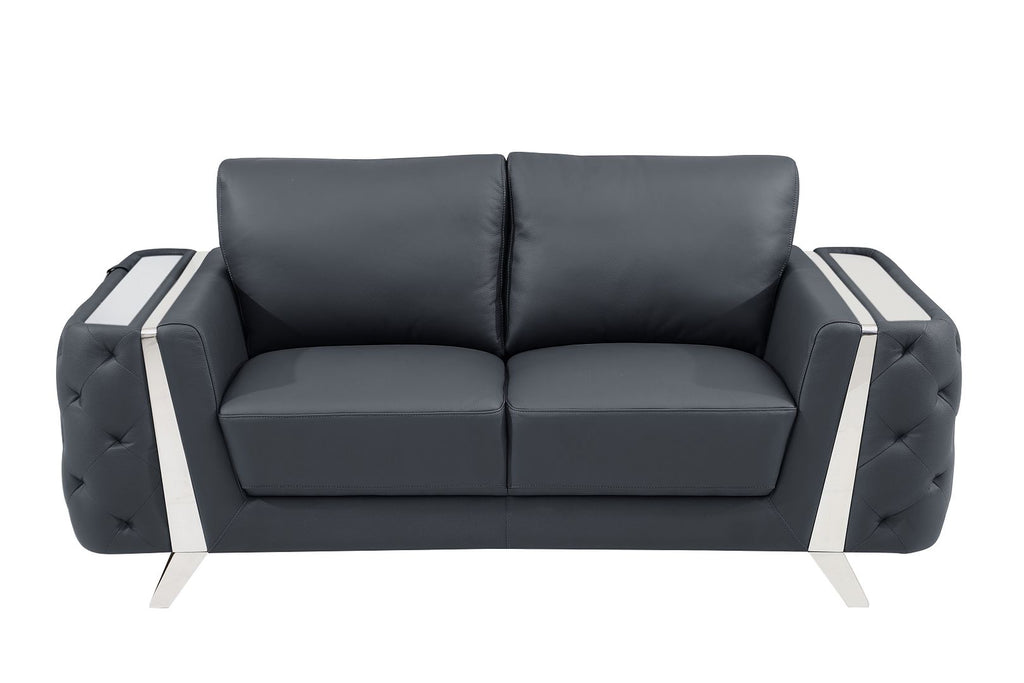 1050 Divanitalia 2-Piece Sofa Set in Top-grain Italian Leather - Dark Grey - SKU 1050-DK-GRAY-3PC - view 7