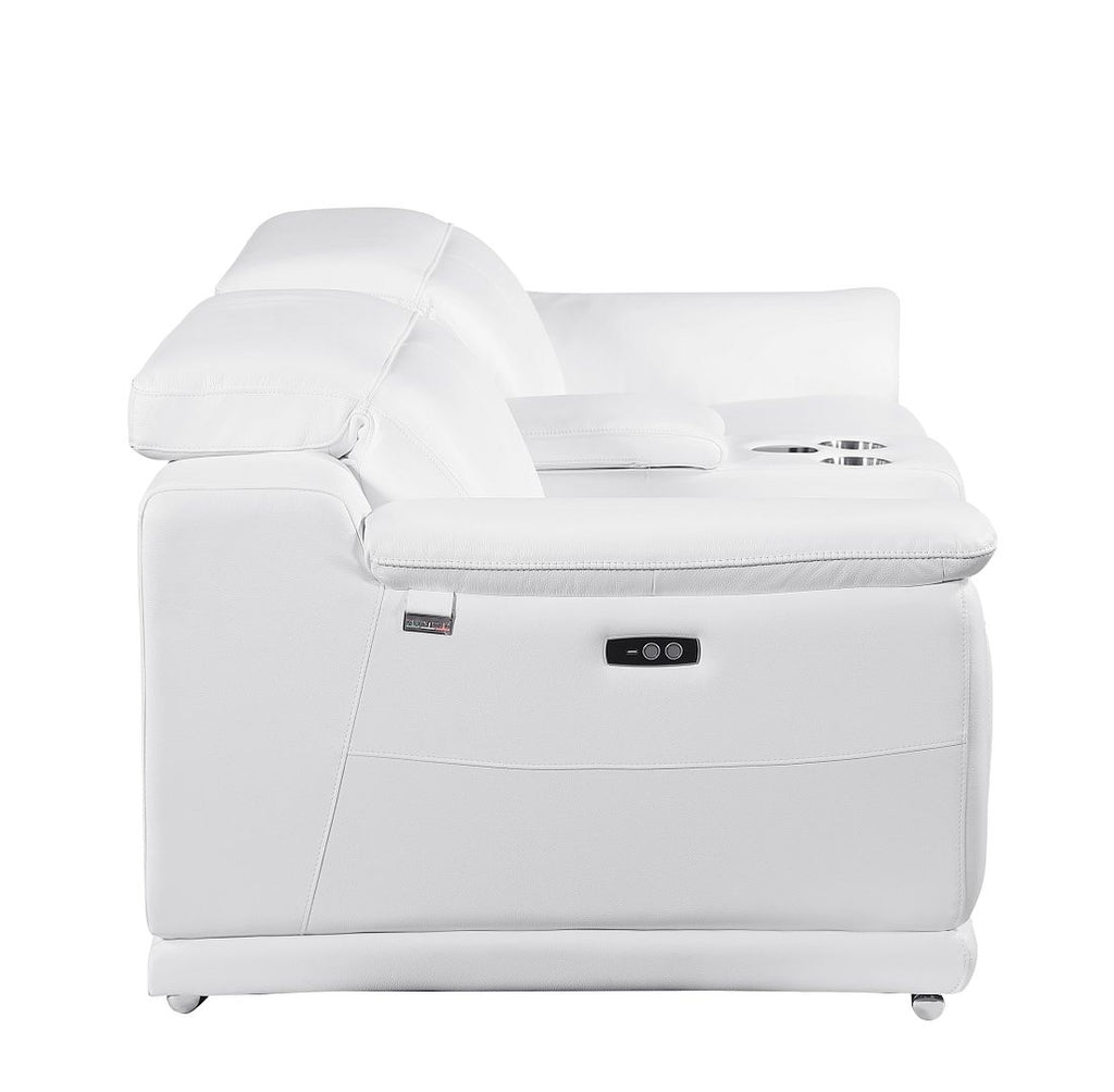 9762 Divanitalia 3-Piece Modular Power Reclining Console Loveseat with 2 Power Recliners in Top Grain Italian Leather