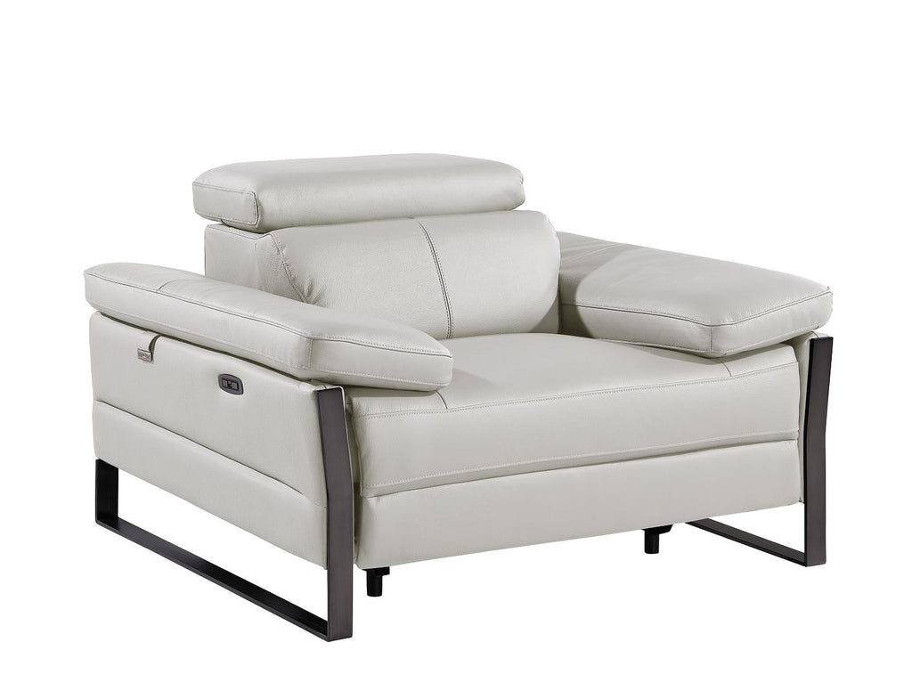 1246 Divanitalia Modular Power Dual Reclining Sofa, Console Loveseat, and Chair Set with Power Headrests - Top Grain Italian Leather - Light Grey - SKU 1246-LT-GREY-7.5-HT-3PC - view 9
