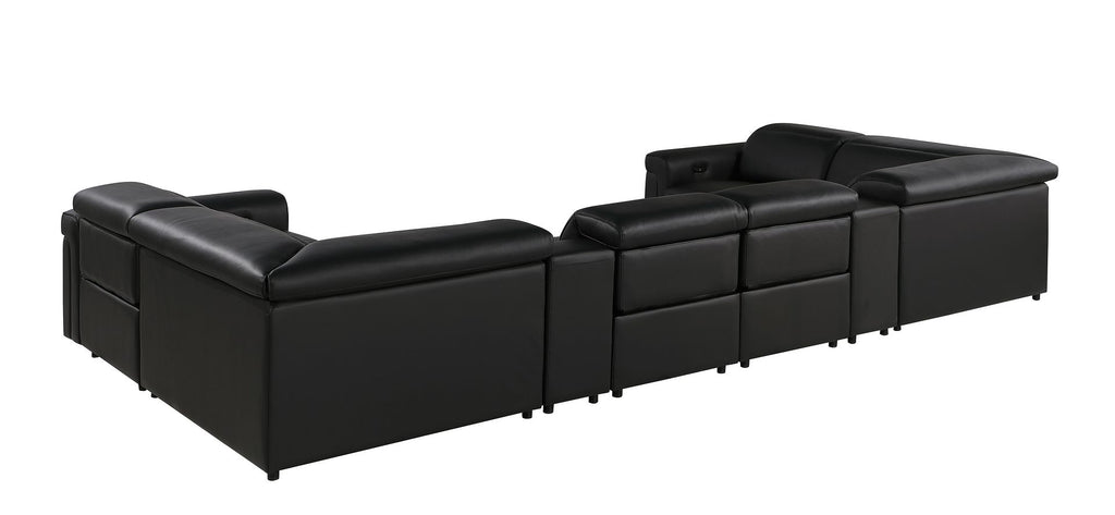 1126 Divanitalia 8-Piece U-Shaped Sectional Sofa in Top Grain Italian Leather with 4 Power Recliners & Power Headrests