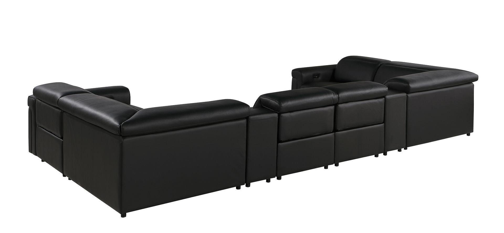 1126 Divanitalia 8-Piece U-Shaped Sectional Sofa in Top Grain Italian Leather with 4 Power Recliners & Power Headrests