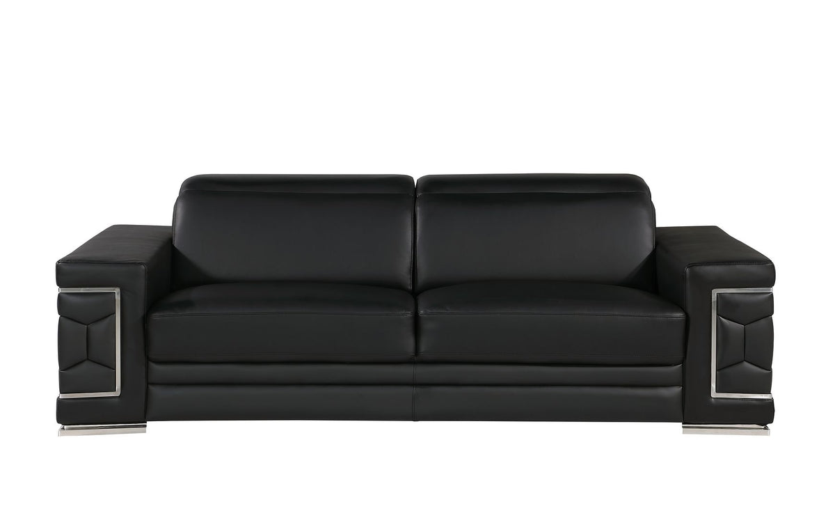 296 Modern Genuine Leather Sofa - Black - SKU 296-BLACK-S