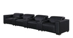 1208 7 Piece Leather Sofa with 4 Power Recliners and Power Headrests - Black - SKU 1208-BLACK-S-7.4-HT - view 4