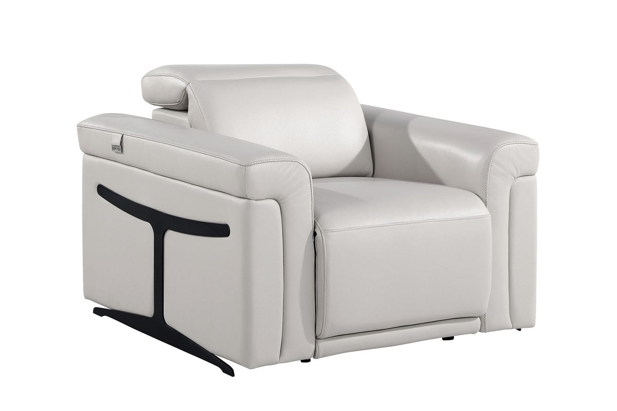 1126 Divanitalia Power Reclining Sofa, Loveseat & Chair Set in Top Grain Italian Leather with 5 Power Recliners & Power Headrests - Dark Grey - SKU 1126-LIGHT GREY-3PC - view 8