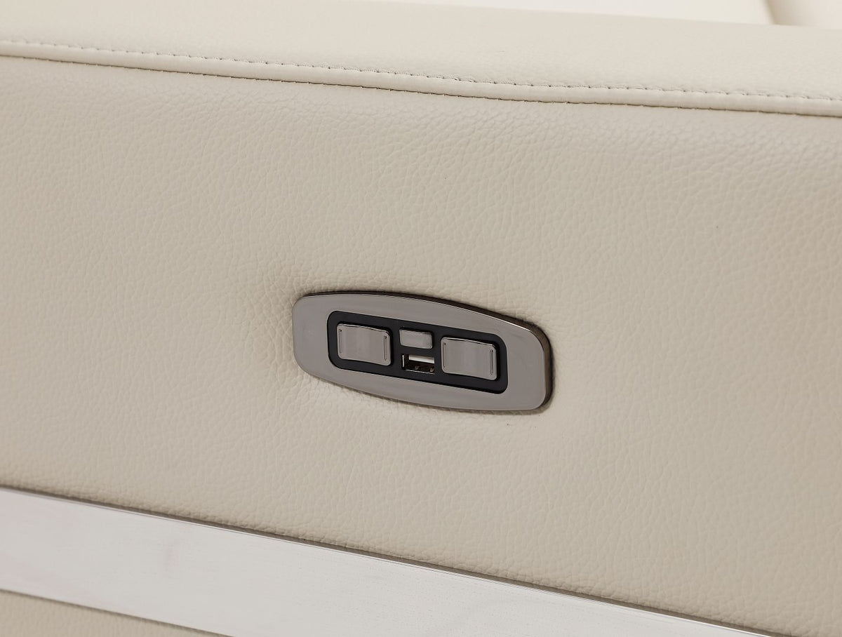 990 Divanitalia Power Reclining Sofa with Power Headrest in Top-grain Italian Leather - Beige - SKU 990-BEIGE-S - view 7