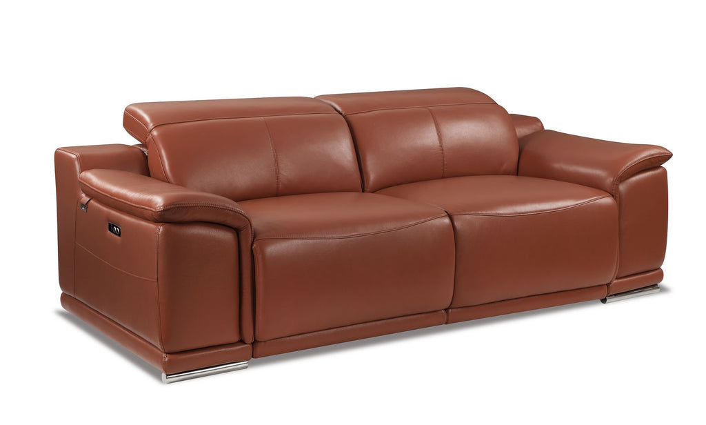 9762 Divanitalia Top Grain Italian Leather Power Reclining Loveseat with Adjustable Headrests