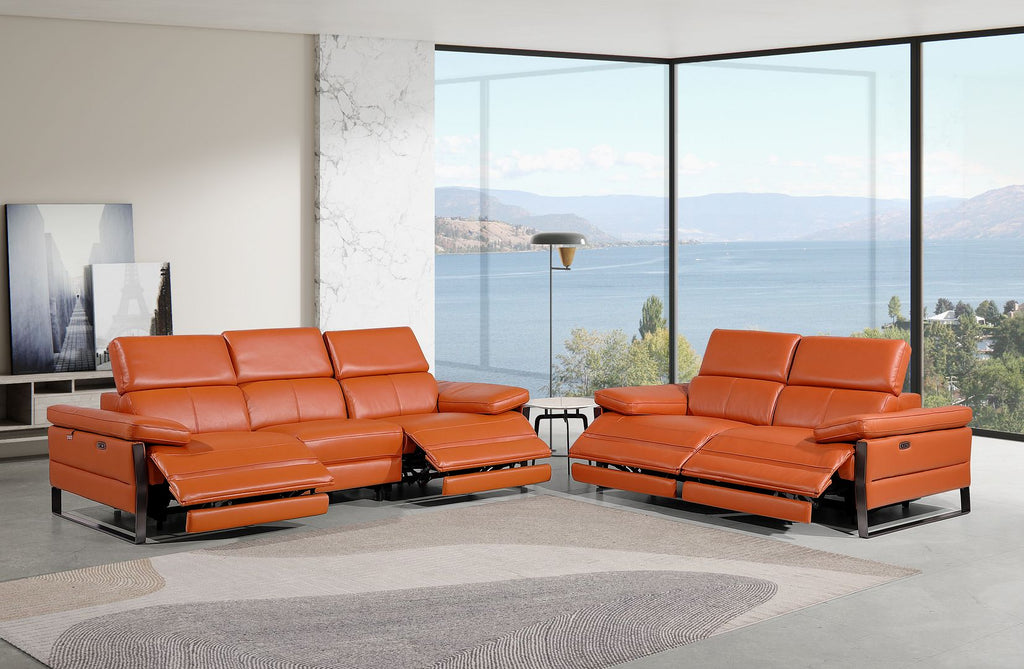 1246 Divanitalia Modular Power Dual Reclining Sofa and Loveseat Set with Power Headrests - Top Grain Italian Leather - Camel - SKU 1246-CAMEL-5.4-HT-2PC - view 2
