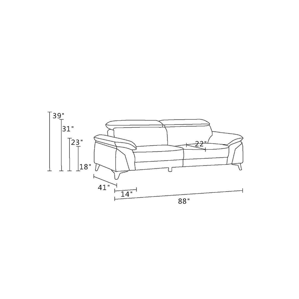 727 Divanitalia Sofa with Adjustable Headrest in Top-grain Italian Leather - White - SKU 727-S-WHITE - view 12