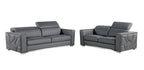1120 Divanitalia 2-Piece Sofa Set with Adjustable Headrest in Top-grain Italian Leather - Dark Grey - SKU 1120-DK-GREY-2PC - view 2