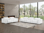 2679 Power Reclining Sofa and Loveseat in Genuine Leather - 5 Recliners with Power Headrests & 3 Consoles - White - SKU 2679-WHITE-8.5-HT-2PC - view 2