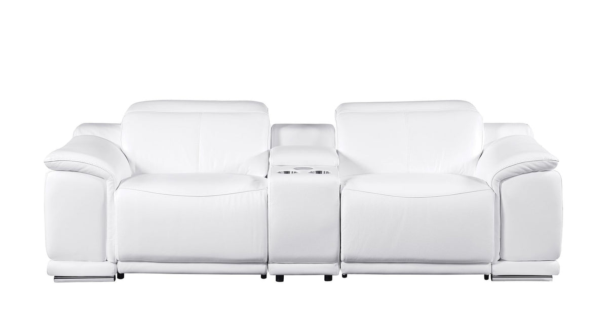 9762 Divanitalia 6-Piece Modular Power Reclining Sofa and Console Loveseat Set with 5 Power Recliners in Top Grain Italian Leather - White - SKU 9762-WHITE-6.5-HT - view 8