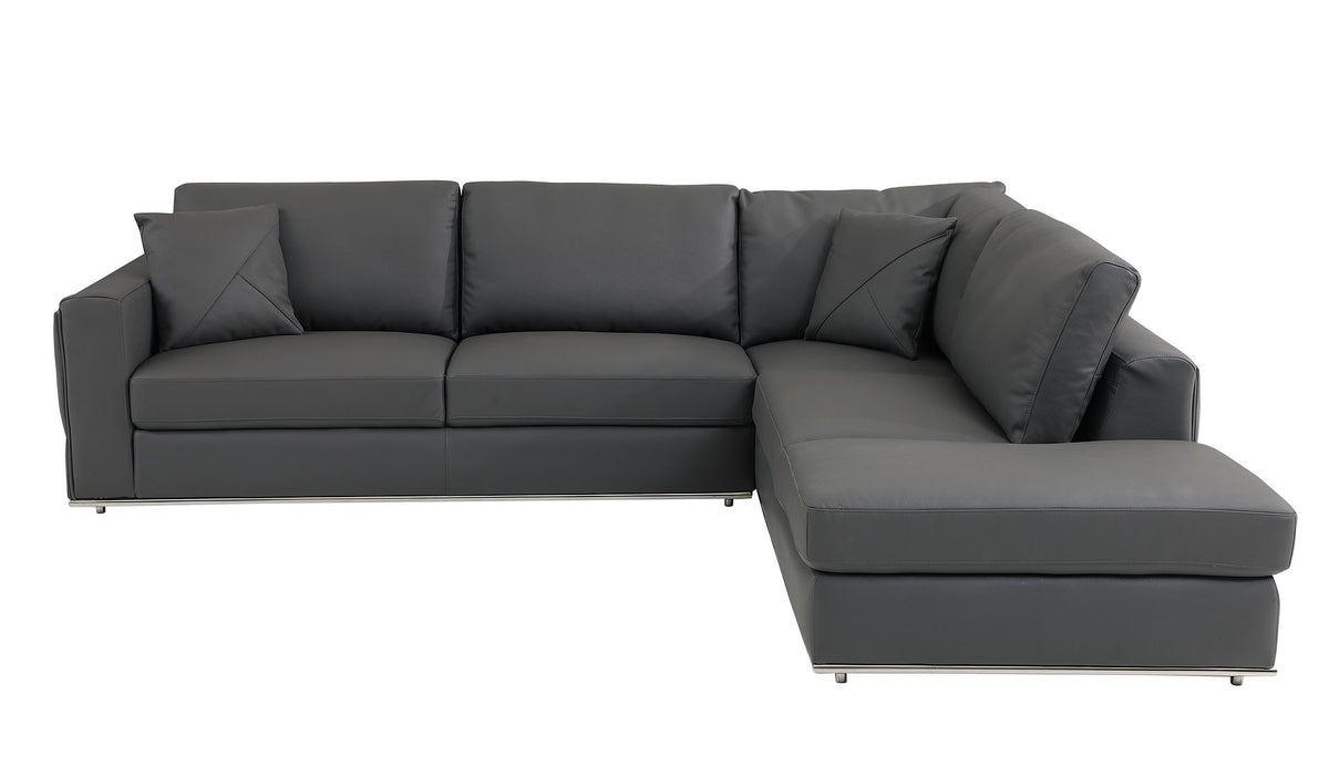 998 Divanitalia Cream Right Arm Facing Sectional Sofa in Top-grain Italian Leather - Dark Grey - SKU 998-Sectional-RAF-CHAISE-DARK GREY - view 4