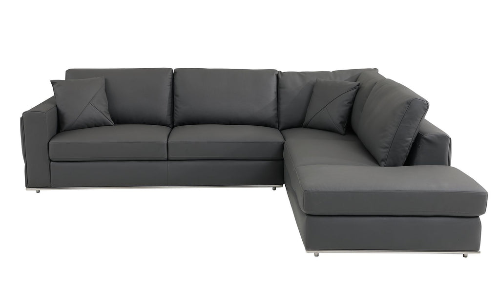 998 Divanitalia Cream Right Arm Facing Sectional Sofa in Top-grain Italian Leather