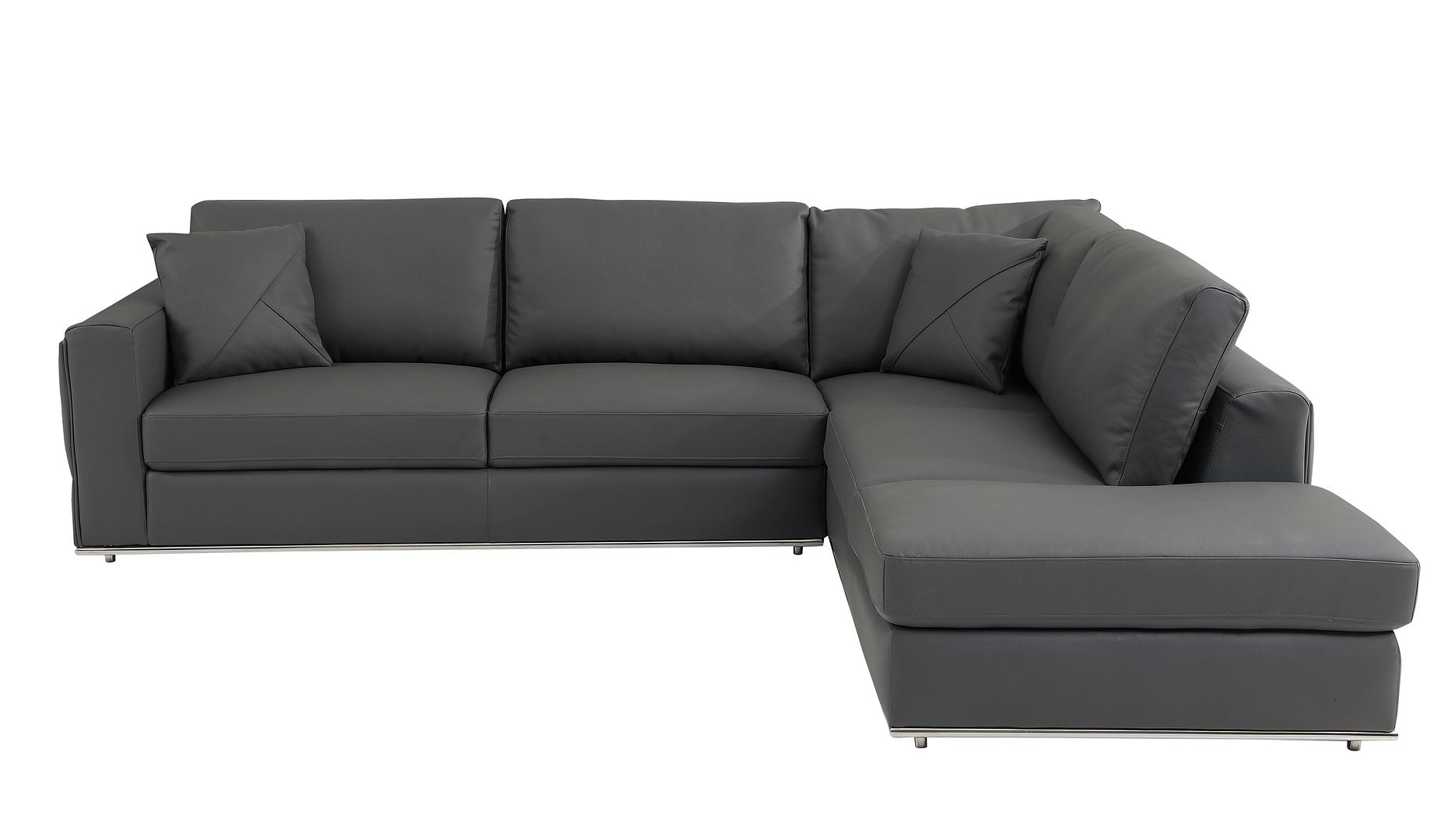 998 Divanitalia Cream Right Arm Facing Sectional Sofa in Top-grain Italian Leather