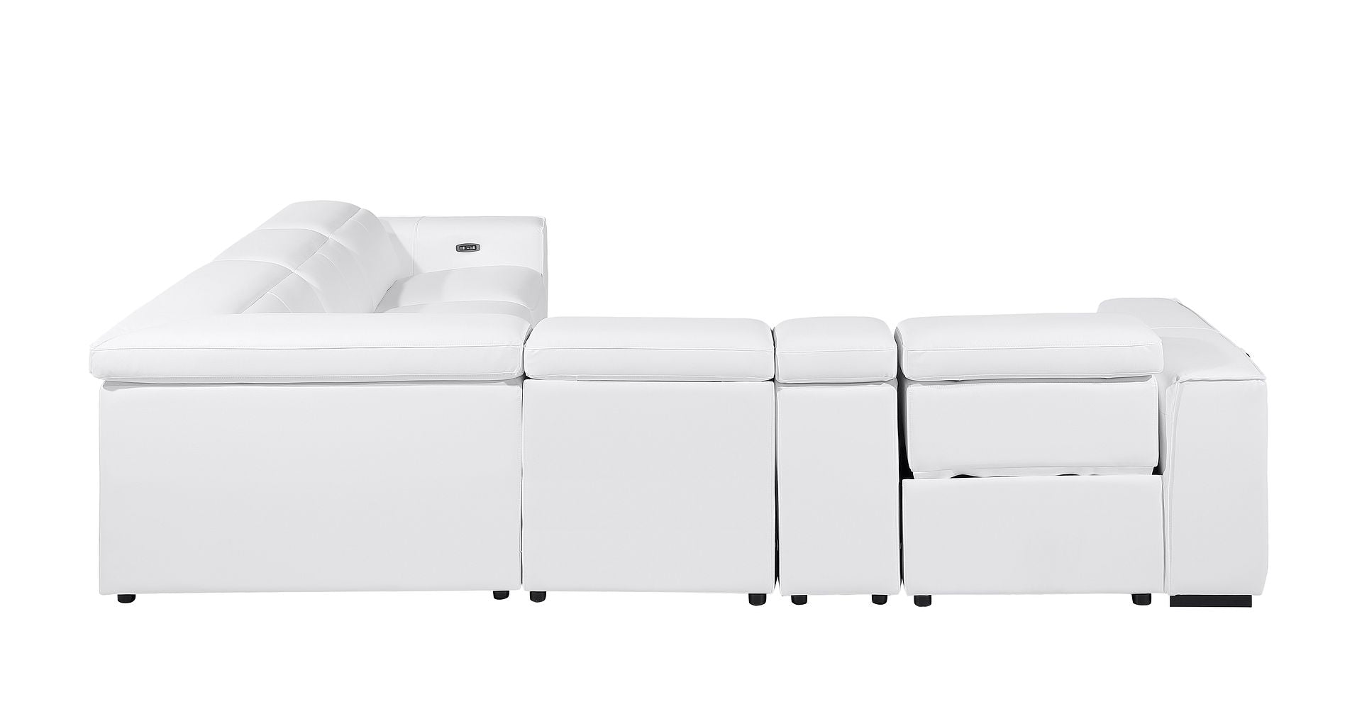 1224 Divanitalia 6-Piece L-Shaped Sectional Sofa in Top Grain Italian Leather with 3 Power Recliners & Power Headrests