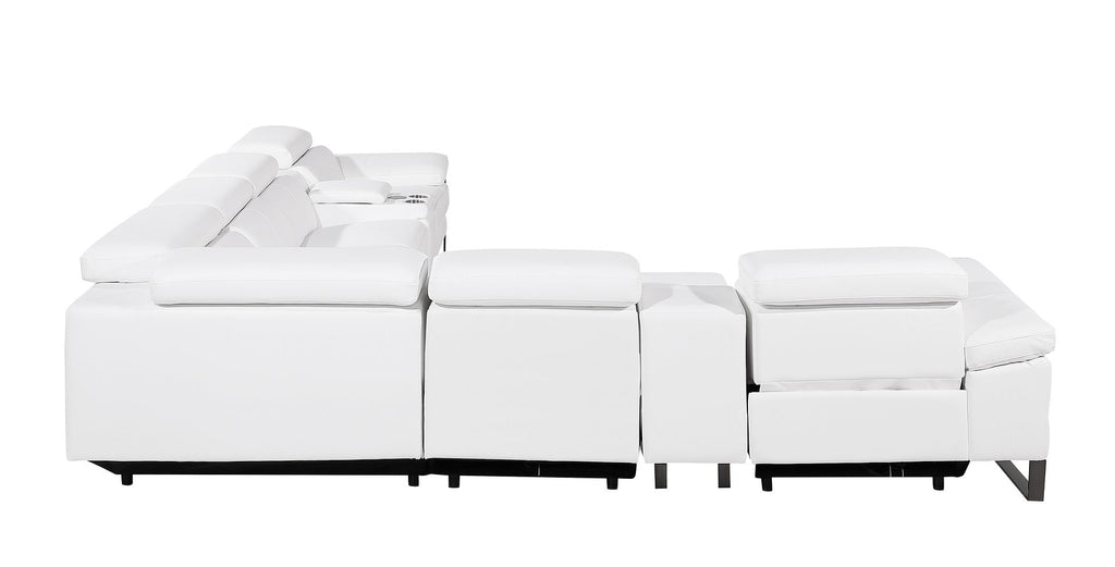 1246 Divanitalia 8-Piece L-Shaped Modular Power Reclining Sectional Sofa with 3 Power Recliners and Power Headrests - Top Grain Italian Leather