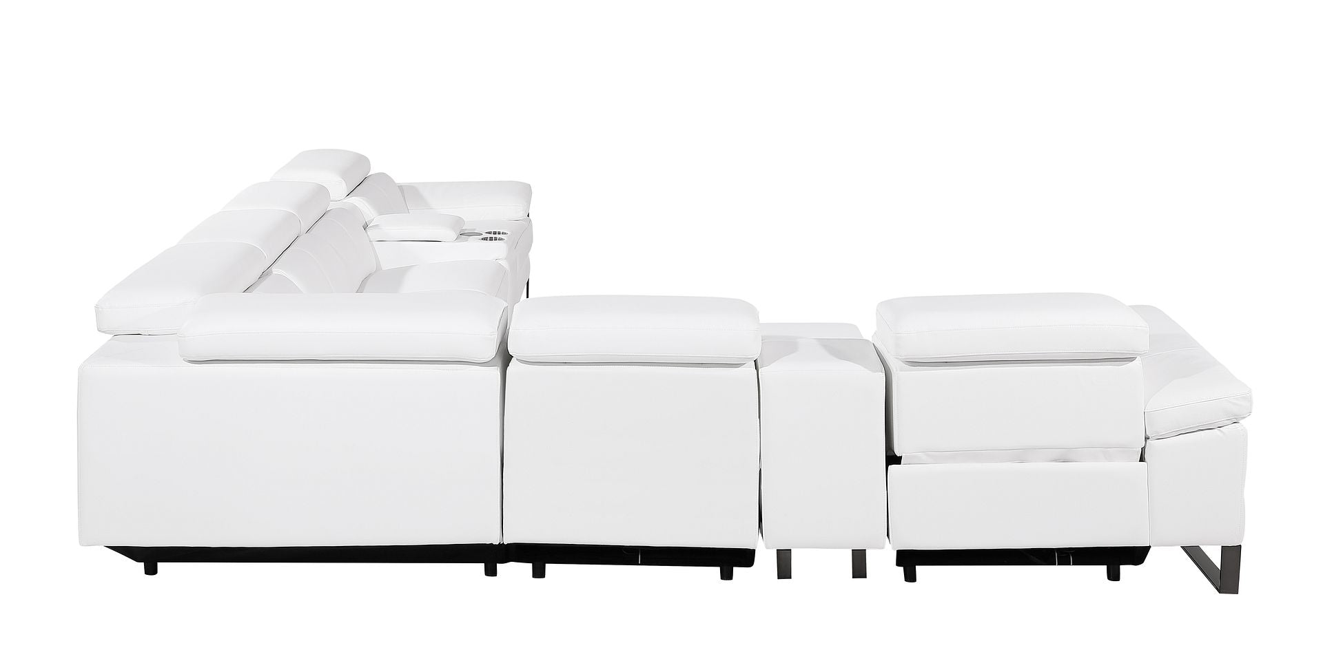 1246 Divanitalia 8-Piece L-Shaped Modular Power Reclining Sectional Sofa with 3 Power Recliners and Power Headrests - Top Grain Italian Leather