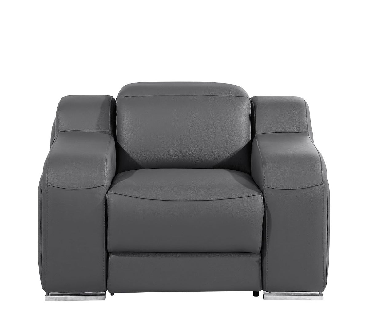 1116 Divanitalia 6-Piece Modular Power Reclining Sofa, Loveseat & Chair Set in Top Grain Italian Leather with 5 Power Recliners & Power Headrests - Dark Grey - SKU 1116-DK_GREY-6.5-HT-3PC - view 10