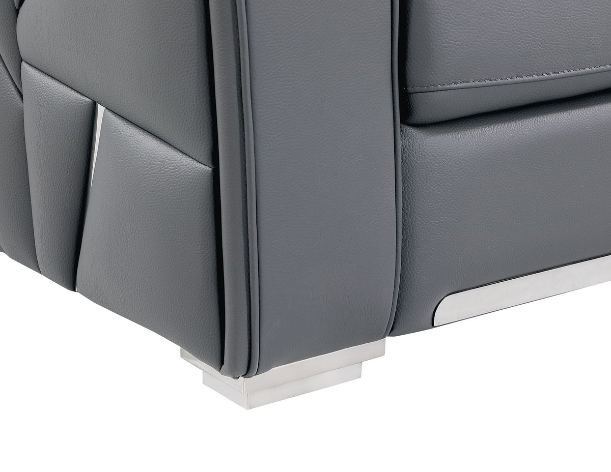 1120 Divanitalia Loveseat with Adjustable Headrest in Top-grain Italian Leather - Dark Grey - SKU 1120-DK-GREY-L - view 8