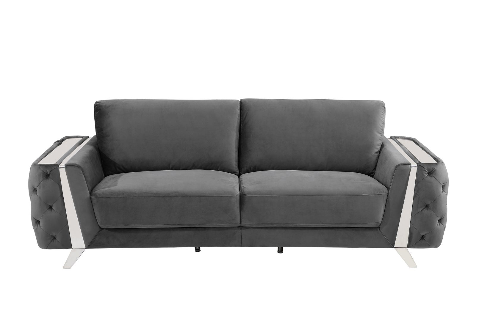 1051 Divanitalia Beige Sofa in Velvet Fabric - Dark Grey