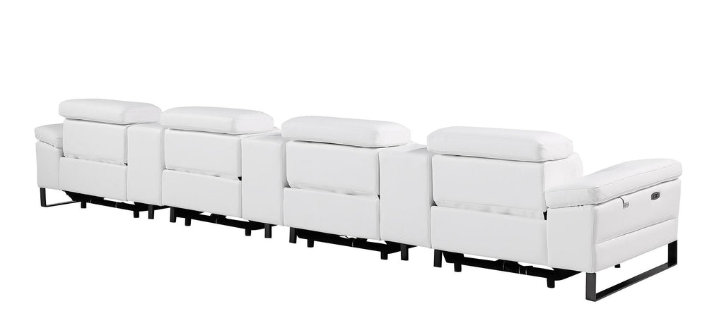 1246 Divanitalia Modular Power Triple Reclining Triple Console Sofa with Power Reclining Headrests - Top Grain Italian Leather