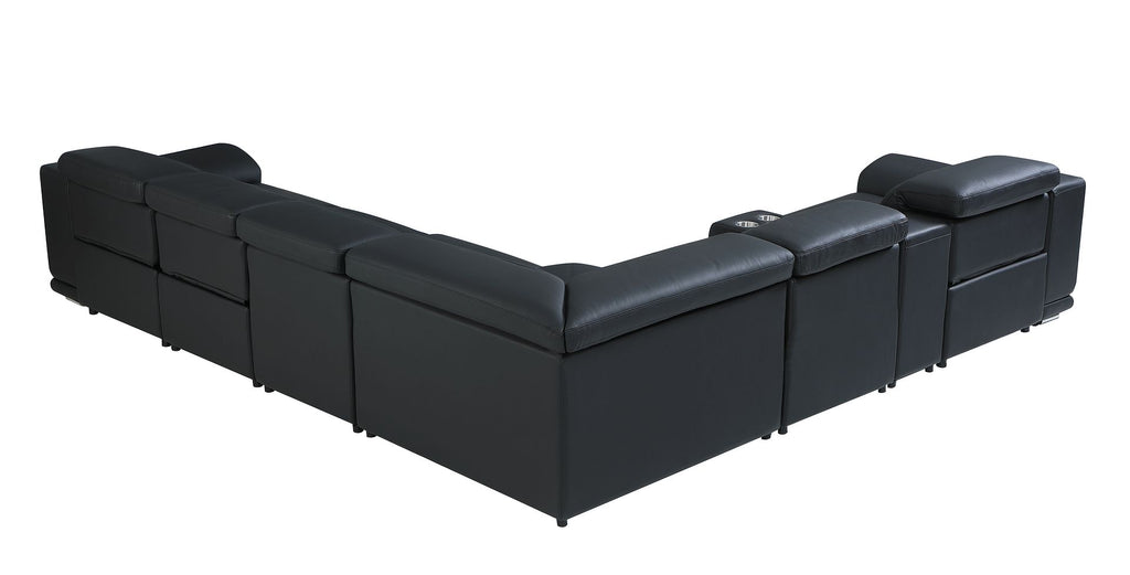 9762 Divanitalia 7-Piece L-Shaped Top Grain Italian Leather Sectional Sofa with 3 Power Recliners