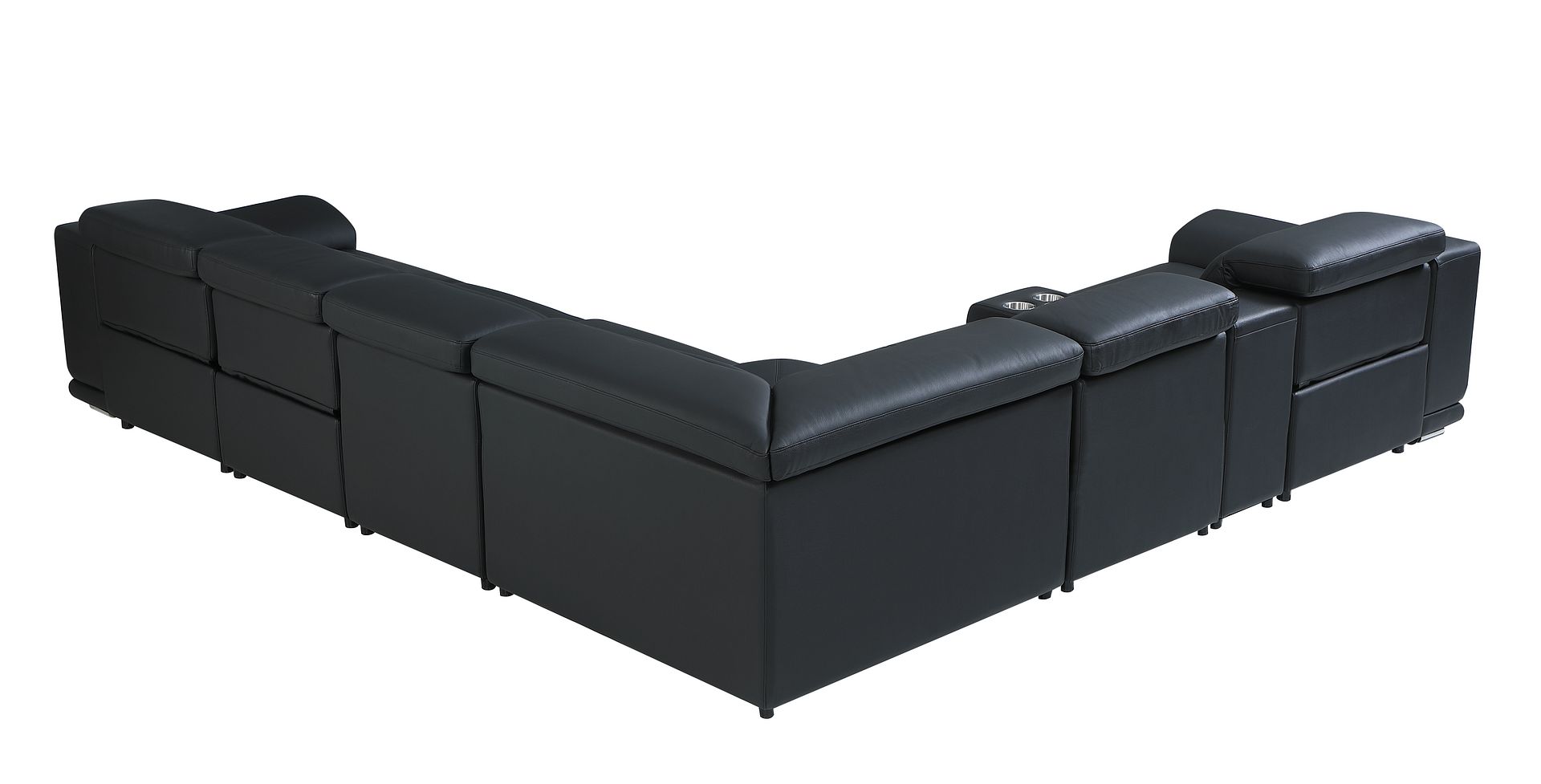 9762 Divanitalia 7-Piece L-Shaped Top Grain Italian Leather Sectional Sofa with 3 Power Recliners