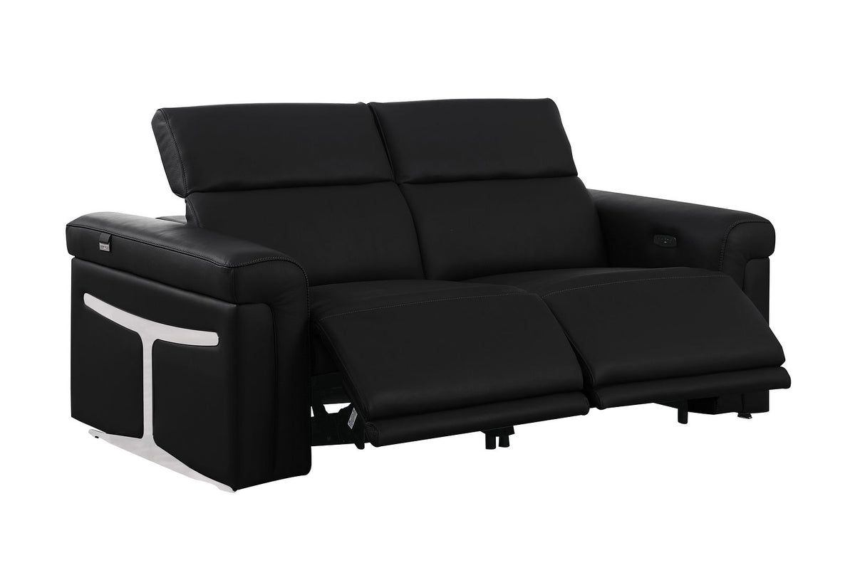 1126 Divanitalia 6-Piece Modular Power Reclining Sofa, Loveseat & Chair Set in Top Grain Italian Leather with 5 Power Recliners & Power Headrests - Black - SKU 1126-BLACK-6.5-HT-3PC - view 10