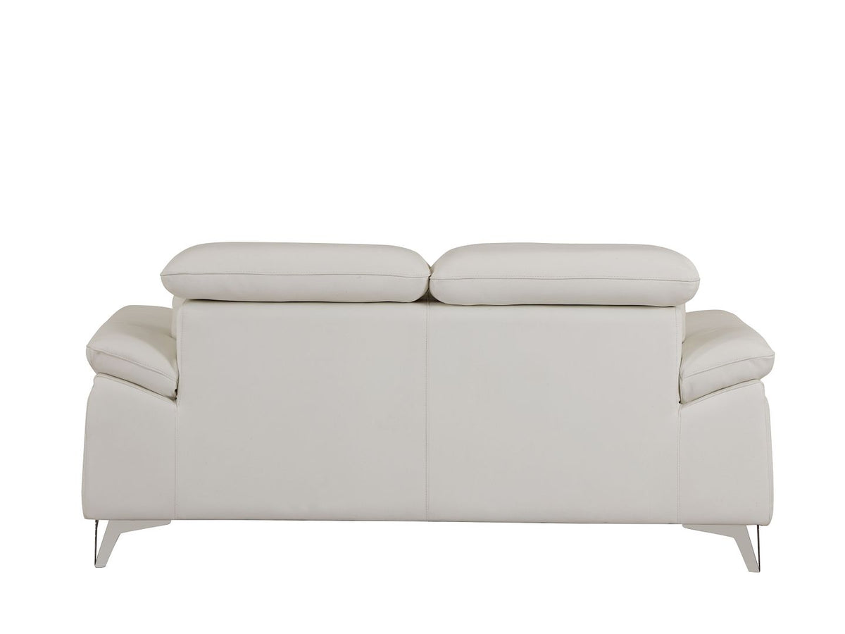 727 Divanitalia Loveseat with Adjustable Headrest in Top-grain Italian Leather - White - SKU 727-L-WHITE - view 4