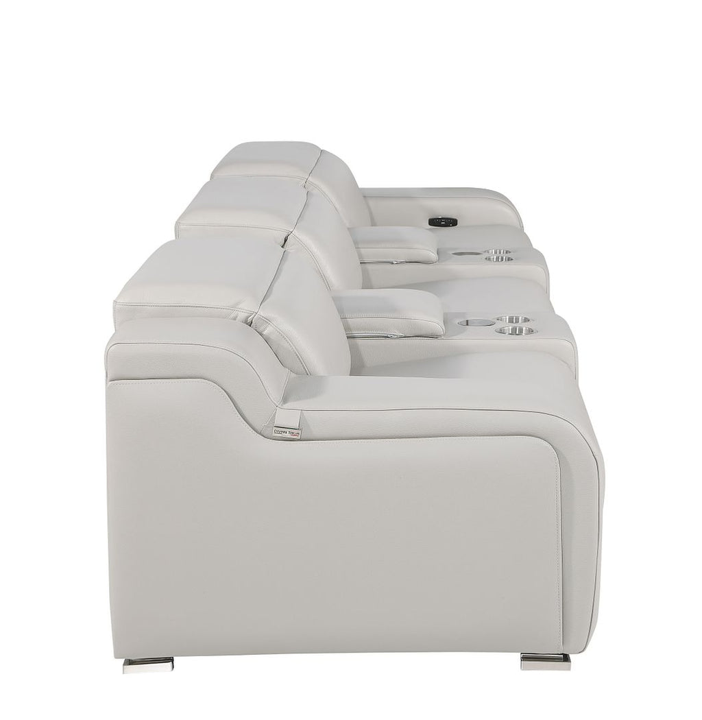 1116 Divanitalia 5-Piece Modular Power Reclining Sofa in Top Grain Italian Leather with 3 Power Recliners & Power Headrests