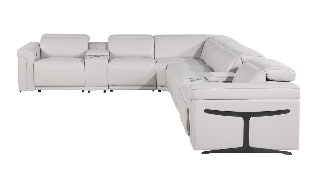 1126 Divanitalia 8-Piece L-Shaped Sectional Sofa in Top Grain Italian Leather with 4 Power Recliners & Power Headrests
