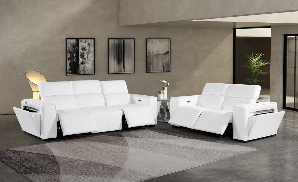 1224 Divanitalia 5-Piece Modular Power Reclining Sofa and Loveseat Set in Top Grain Italian Leather with 4 Power Recliners & Power Headrests - White - SKU 1224-WHITE-5.4-HT-2PC - view 2