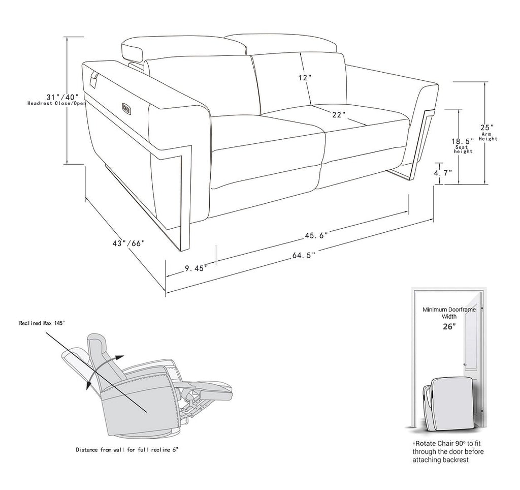 990 Divanitalia Power Reclining 2-Piece Sofa Set with Power Headrest in Top-grain Italian Leather - White - SKU 990-WHITE-2PC - view 15